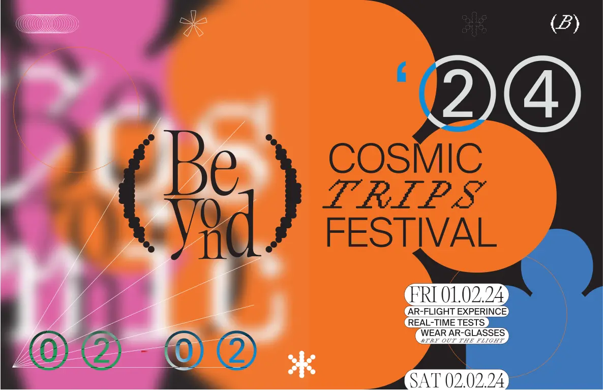 colorful scifi website animation for cosmic trip festival